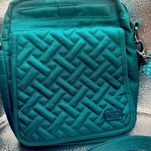 Lug teal crossbody purse w/ rfid and two straps
